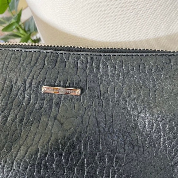 Rebecca Minkoff Tri Zip Leather Crossbody Bag Chain Strap Black Studded Moto - Picture 4 of 11